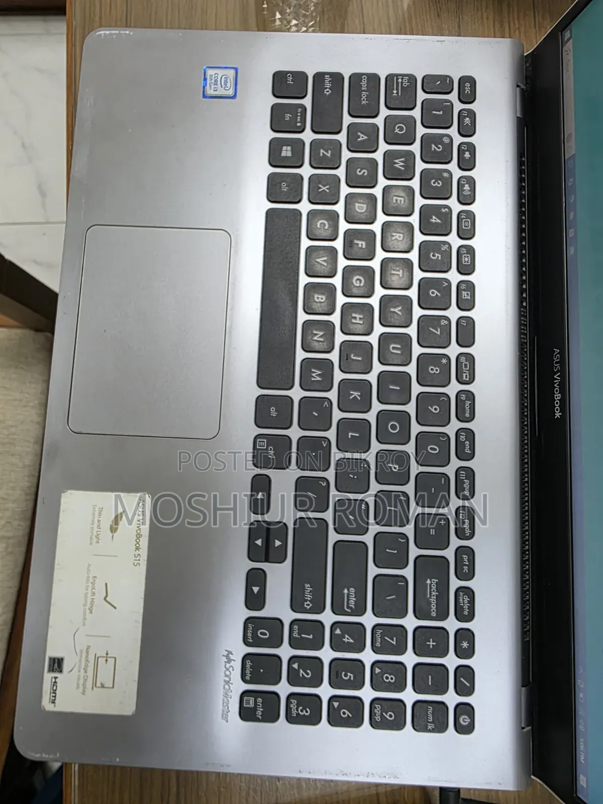 Laptop Asus VivoBook S15 S530UN 4GB Intel Core I3 HDD 1T