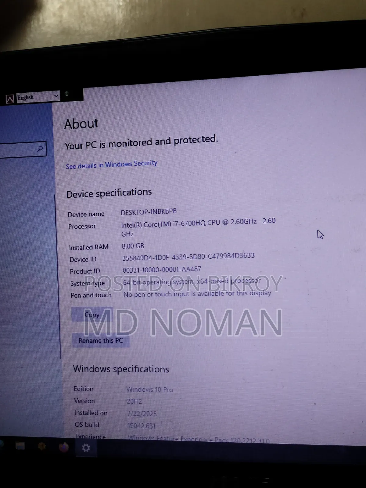 Laptop MSI 8GB Intel Core I7 SSHD+SSD 256GB
