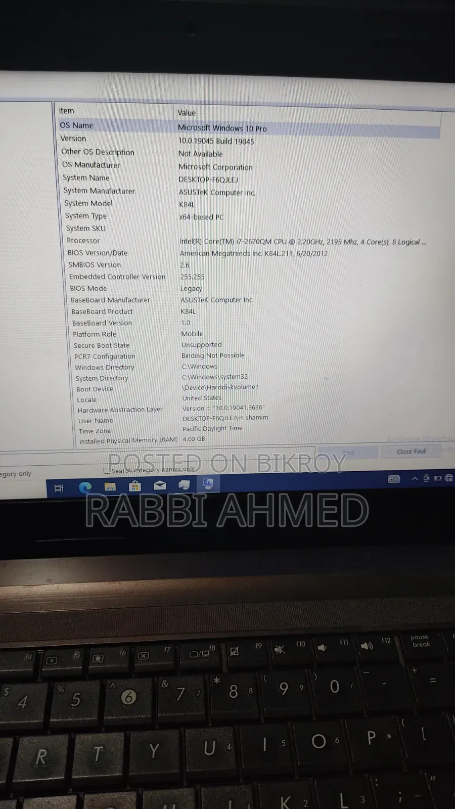 Laptop Asus 4GB Intel Core i7 HDD 320GB