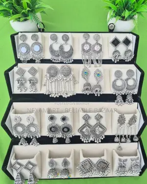 Viral Oxidised Silver Jhumka Earrings Multi-pair Combo Set