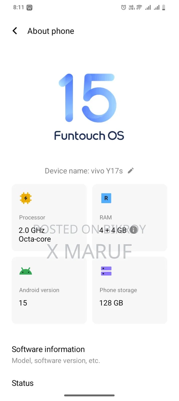 Vivo Y17s 128 GB Purple