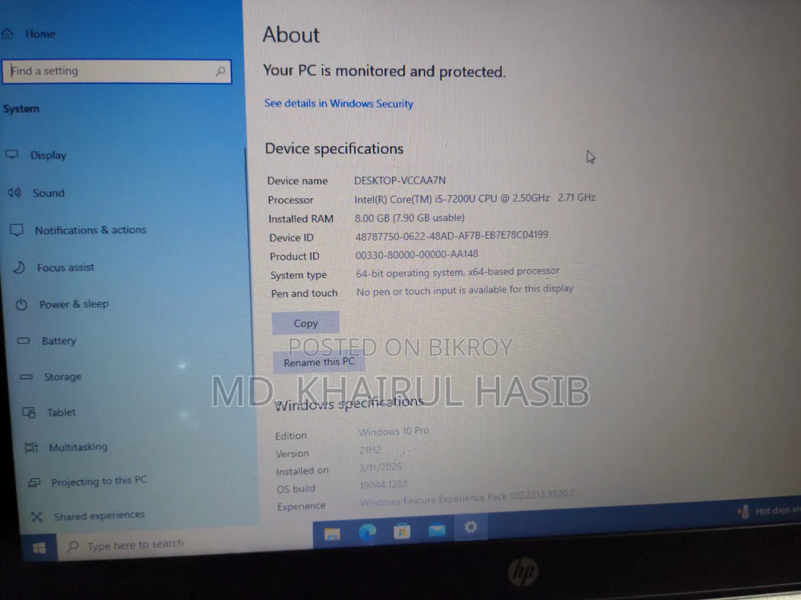 Laptop HP ProBook 450 G4 8GB Intel Core I5 HDD 1T