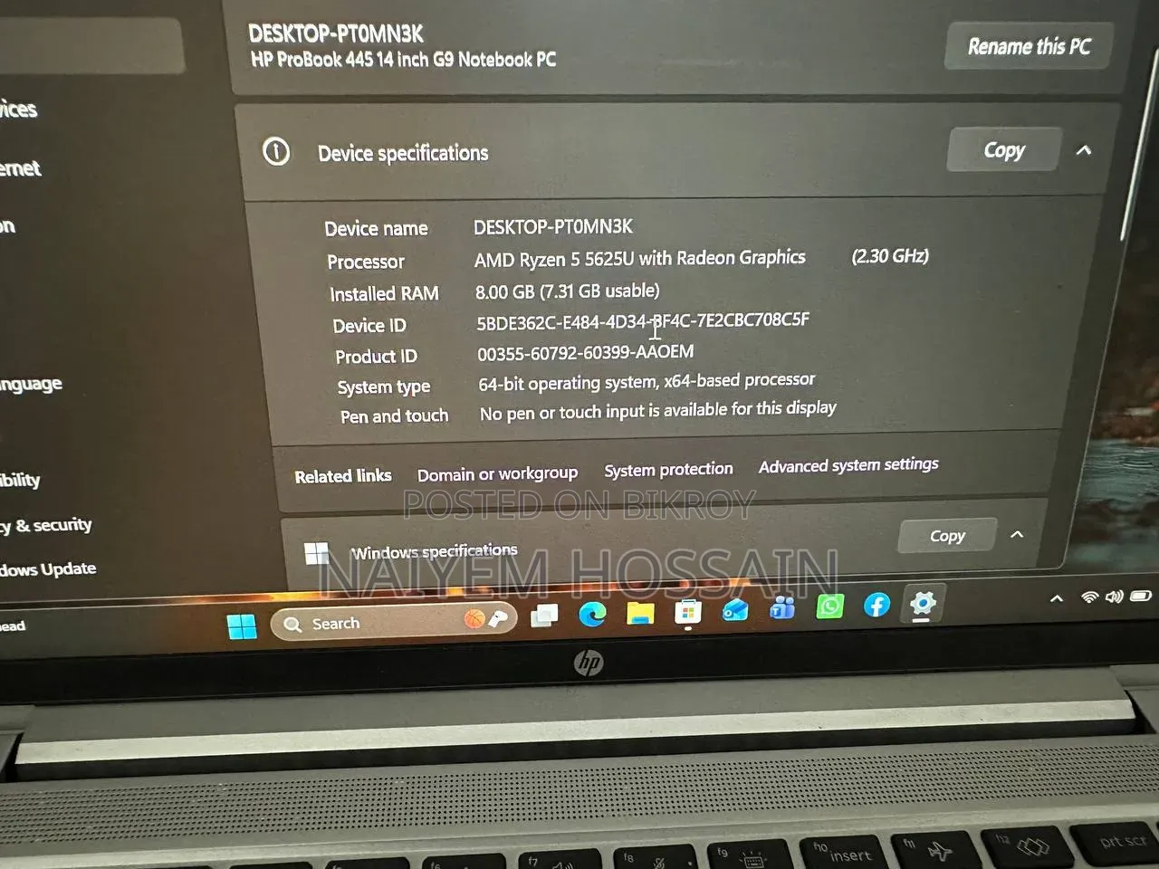 Laptop HP ProBook 445 G9 8GB AMD Ryzen 5 SSD 1T