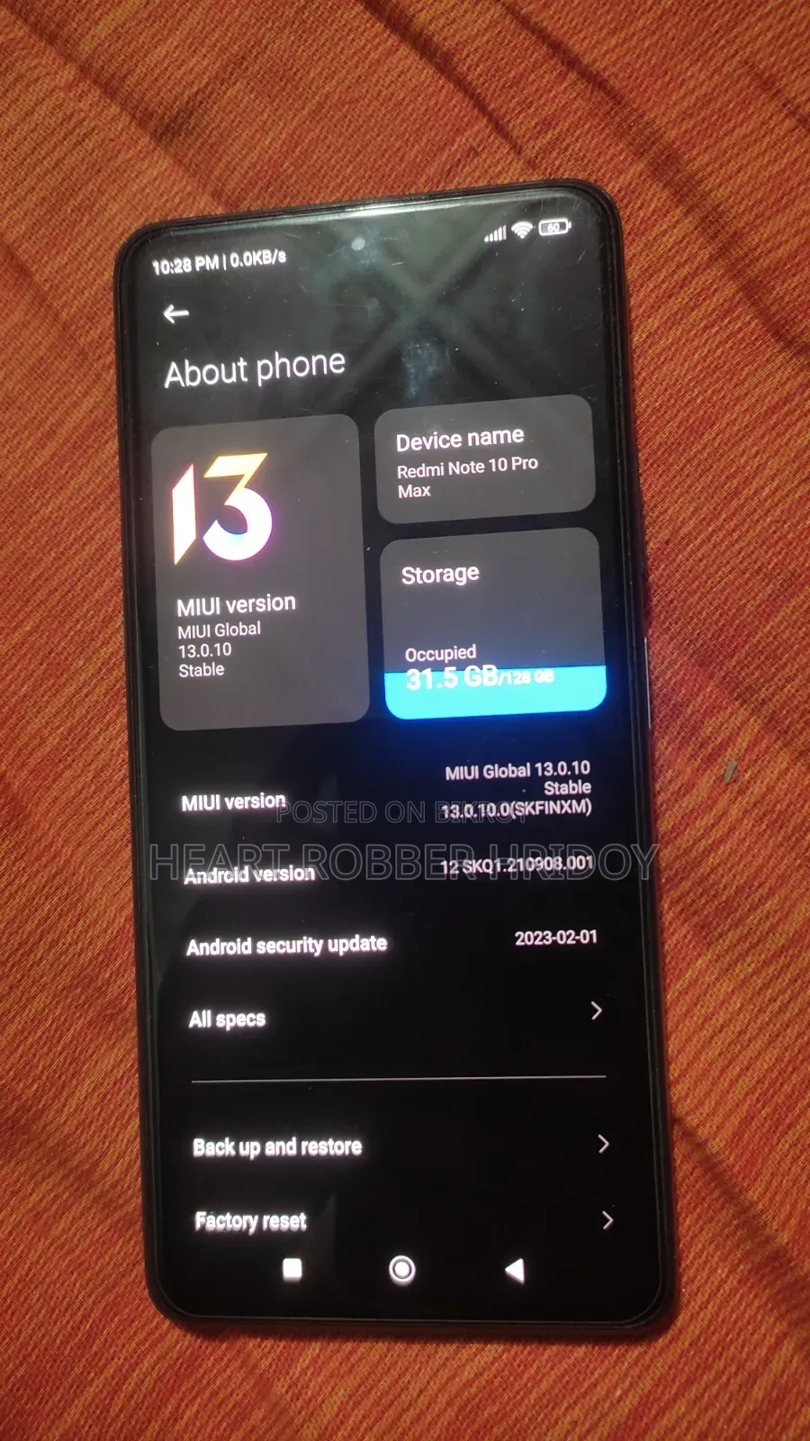 Xiaomi Redmi Note 10 Pro Max 128 GB Gray