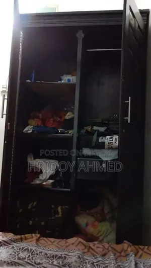 Used, a large bed and a wardrobe for sale