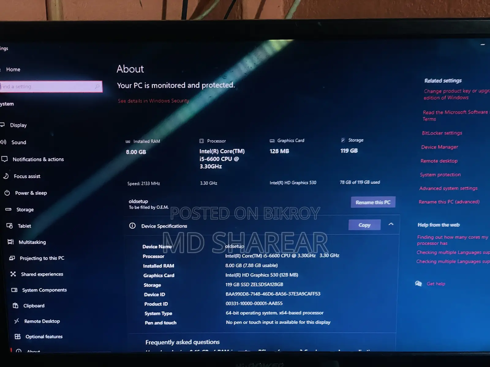 Desktop Computer Gigabyte GA-H110MSTX-HD3-ZK 8GB Intel SSD 128GB
