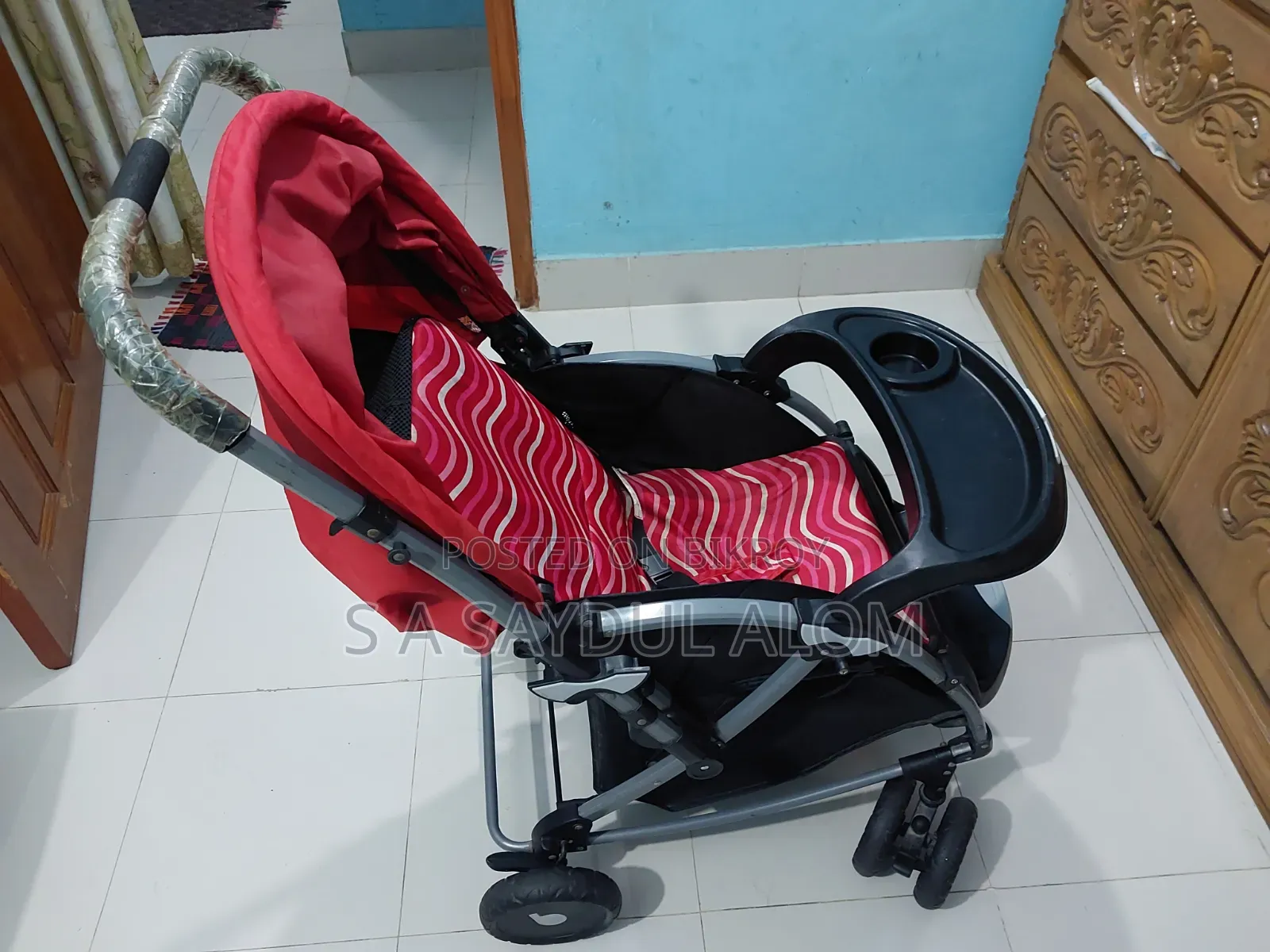 Baby Stroller Comfortable Rocking Prams-Red