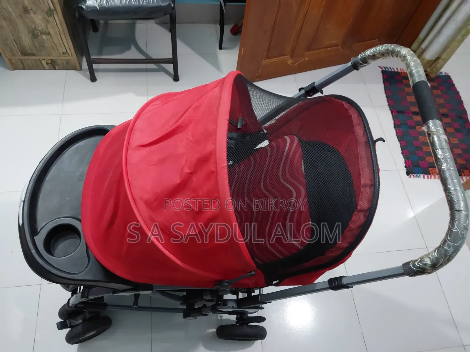 Baby Stroller Comfortable Rocking Prams-Red