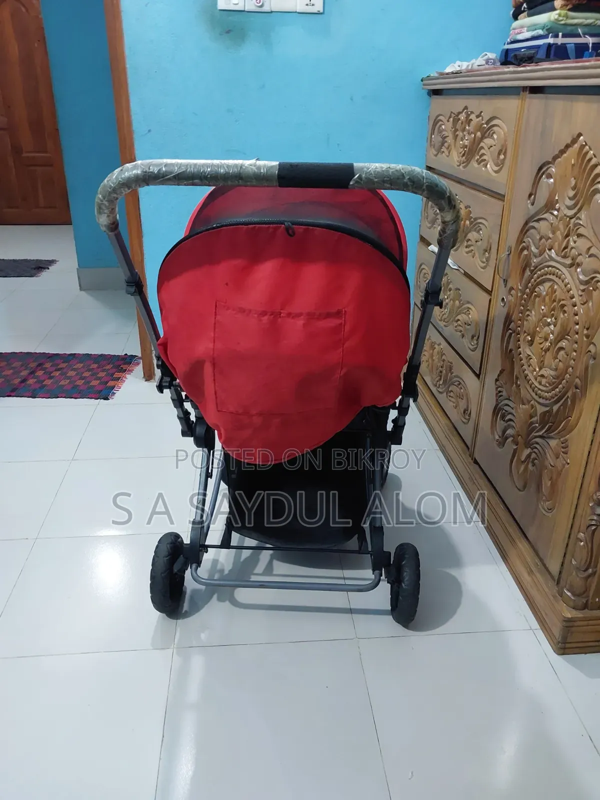 Baby Stroller Comfortable Rocking Prams-Red