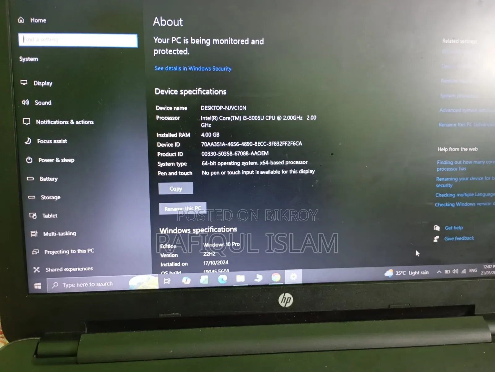 Laptop HP 550 4GB Intel Core I3 HDD 512GB