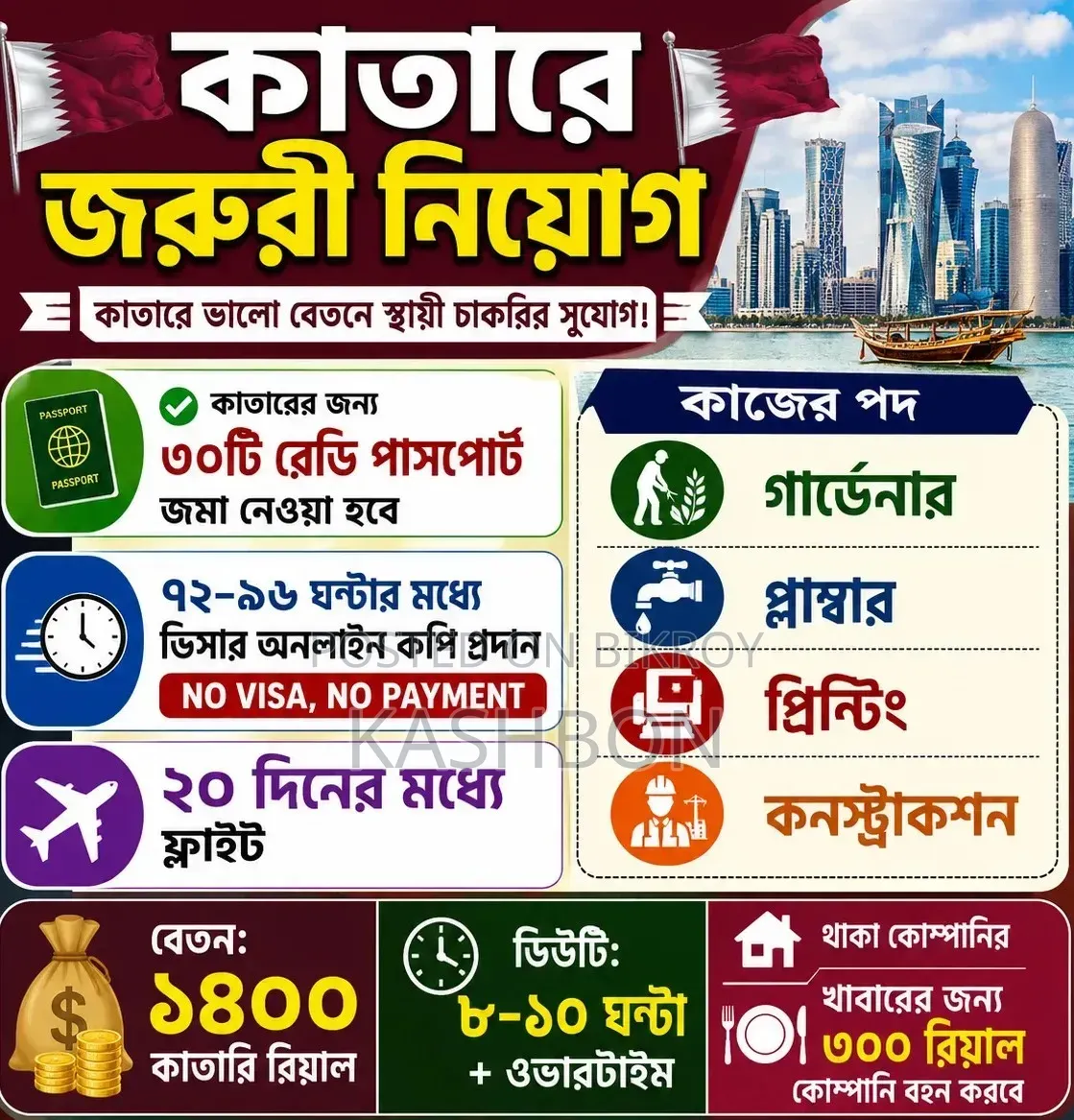 Urgent Recruitment for Qatar Work Visa 🇶🇦