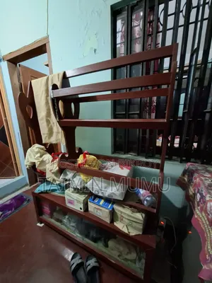 Akashmoni wood wardrobe, dressing table, and clothes rack for sale.