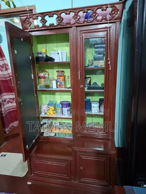 Akashmoni wood wardrobe, dressing table, and clothes rack for sale.