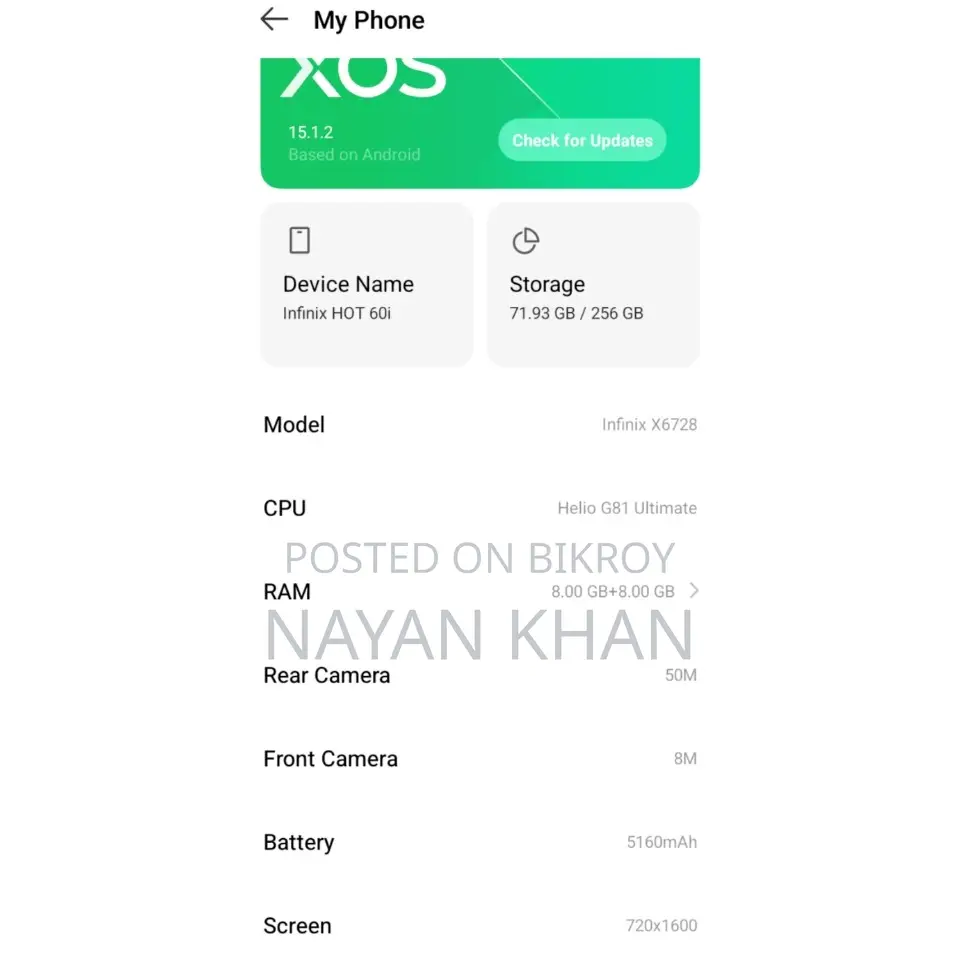 New Infinix Hot 60i 256 GB Black