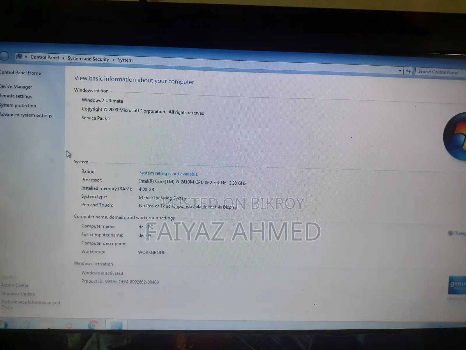 Laptop Dell Vostro 1320 4GB Intel Core I5 HDD 500GB
