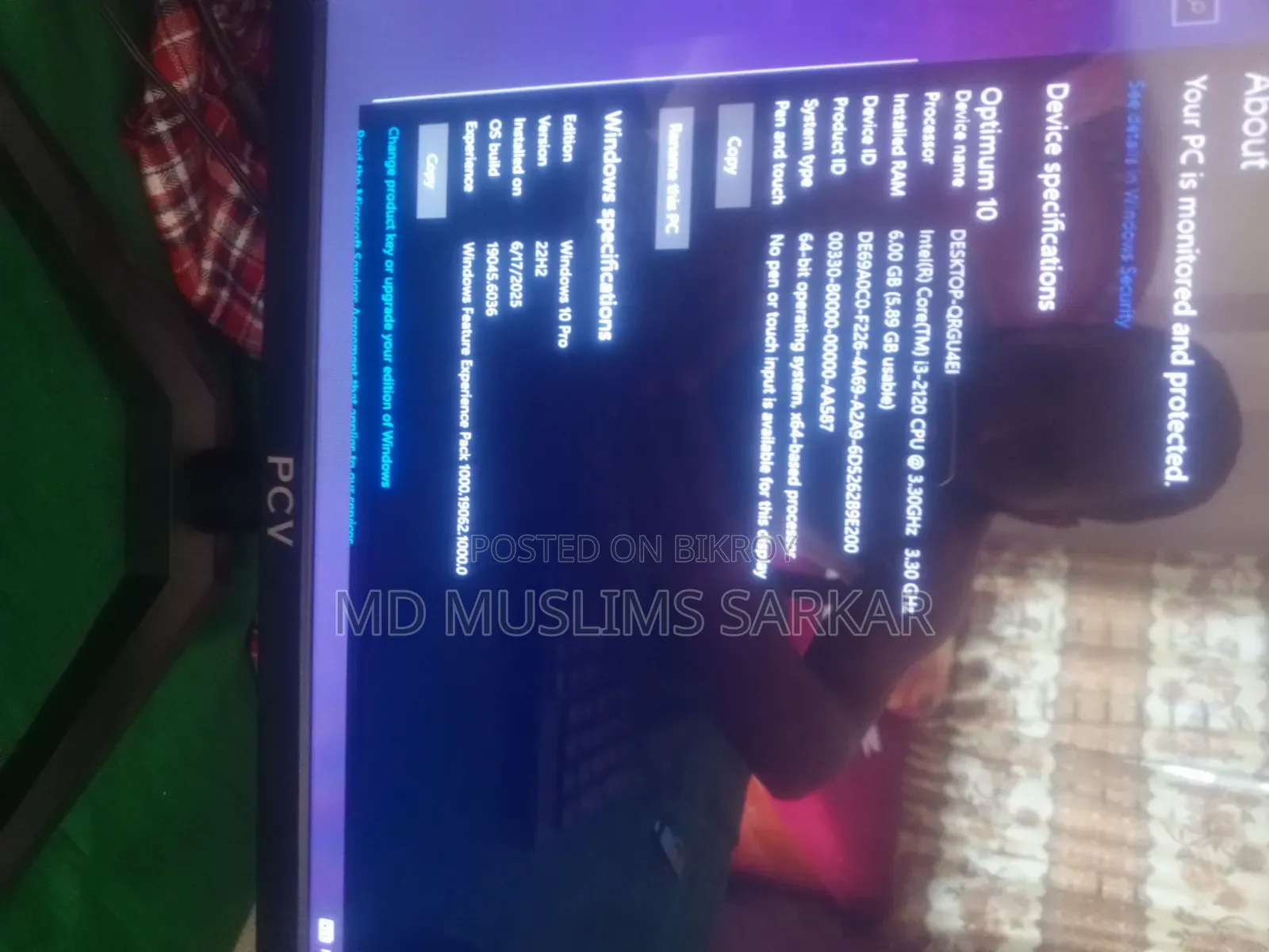 ডেস্কটপ কম্পিউটার ৬জিবি ইন্টেল কোর আই৩ এসএসডি ৫০০জিবি
