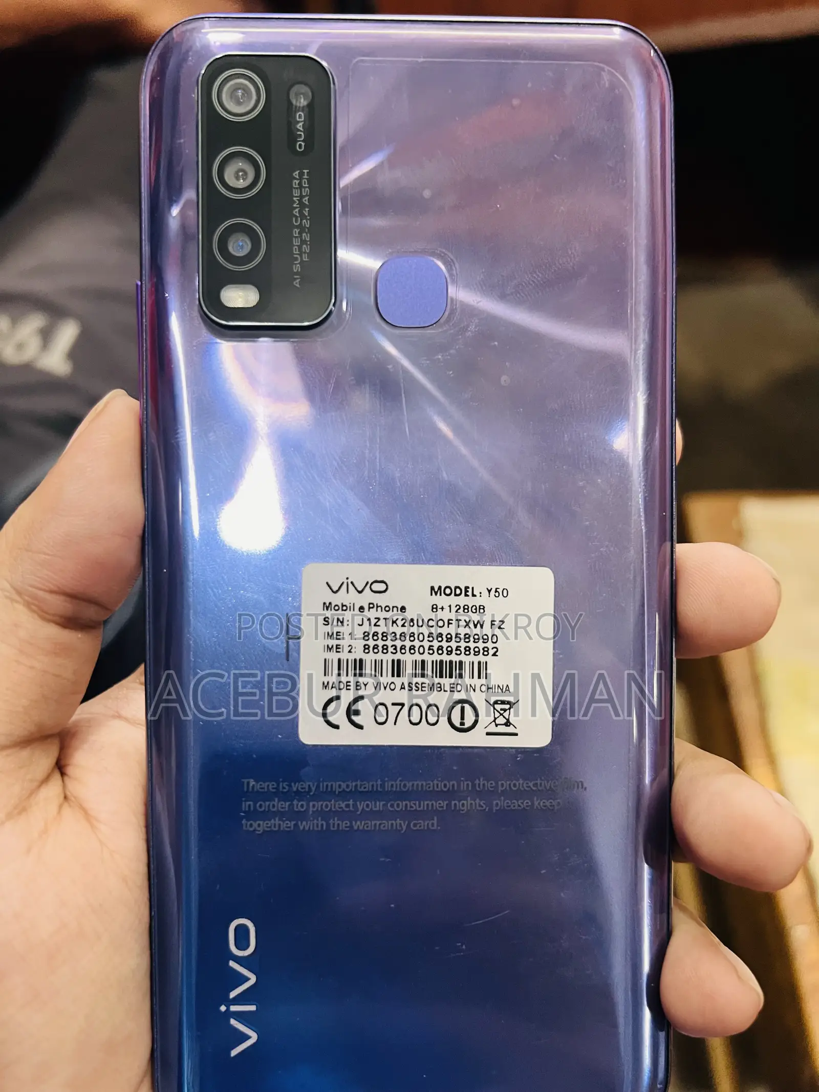 New Vivo Y50 128 GB Blue