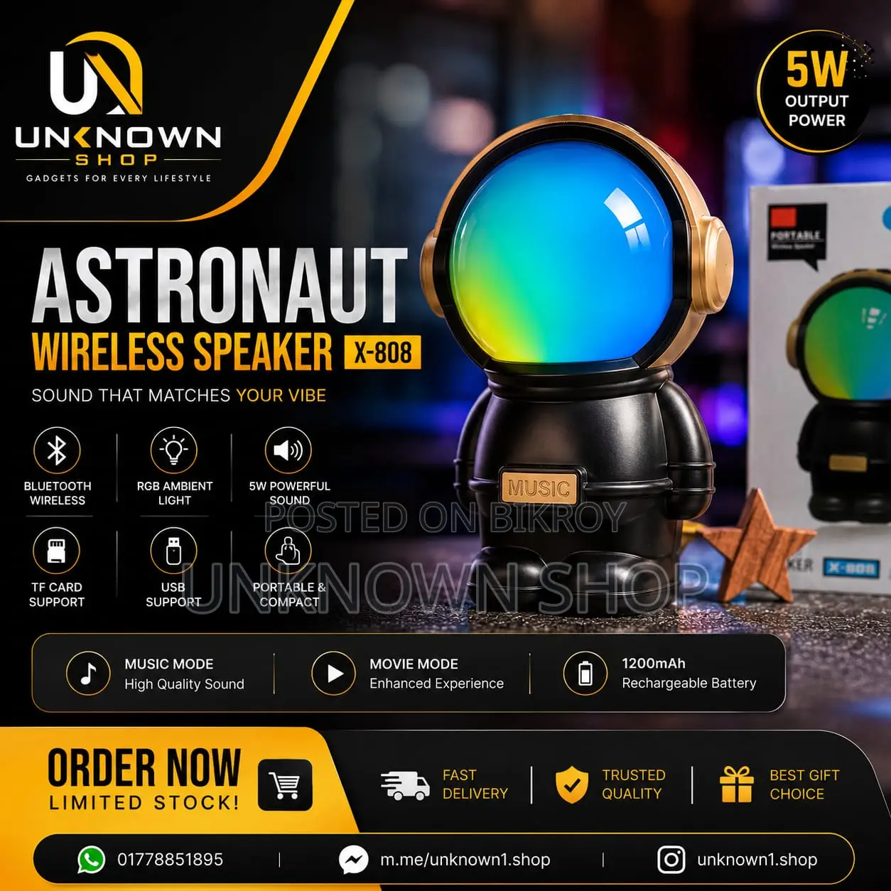 Astronaut Wireless Speaker (X-808)