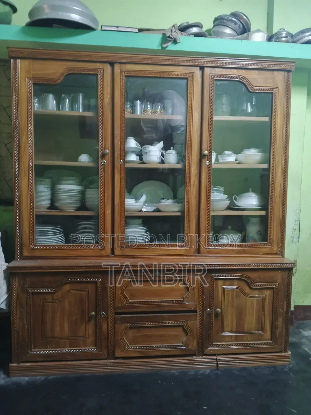 Used Teak Wood Wall Showcase