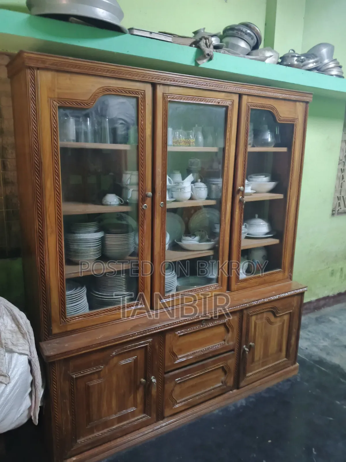 Used Teak Wood Wall Showcase