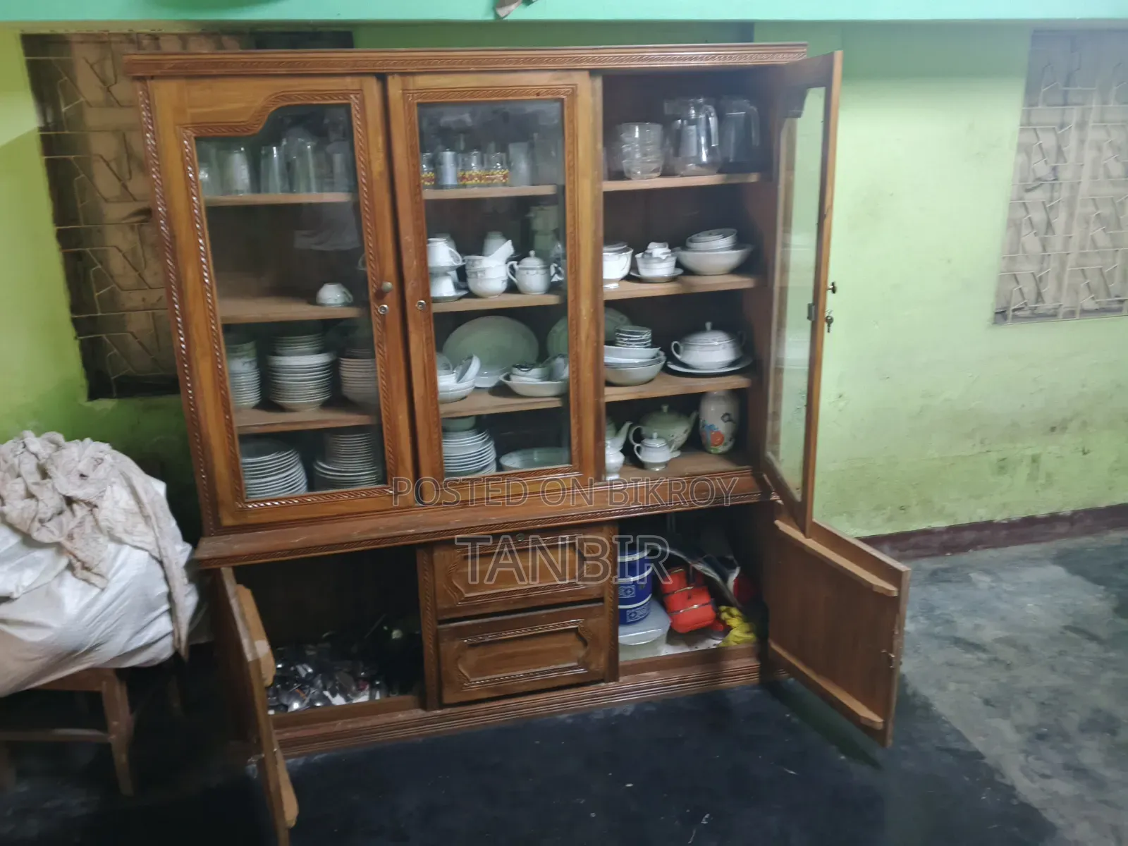Used Teak Wood Wall Showcase