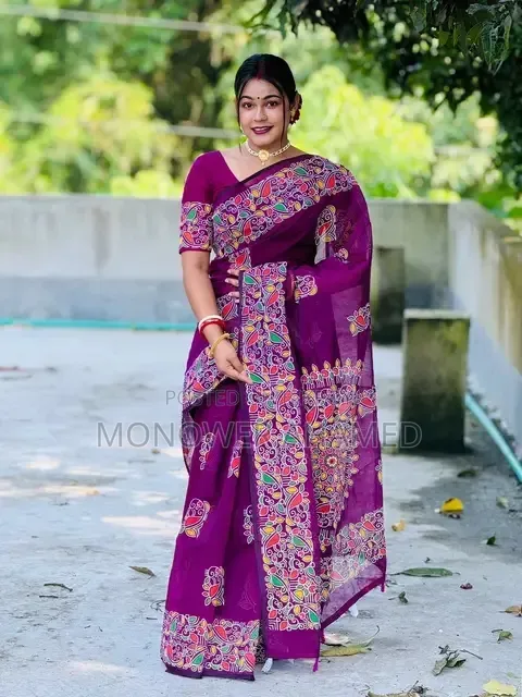 Designed Screen Print Saree