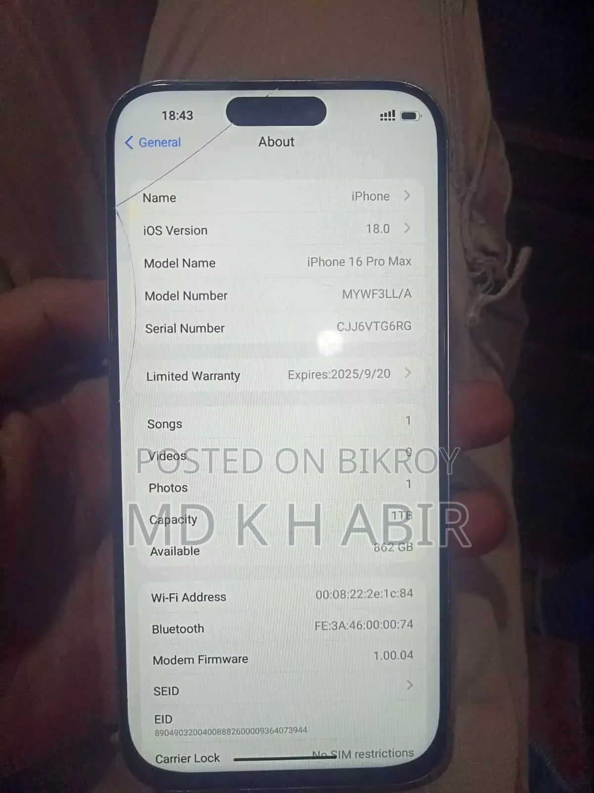 Apple iPhone 16 Pro Max 1 TB White