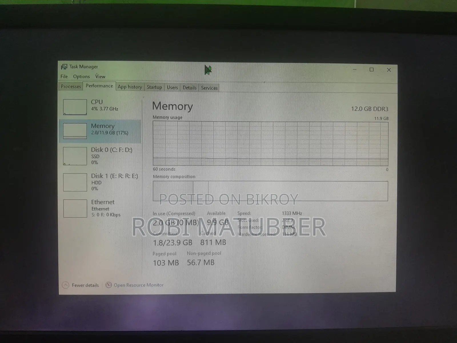 12GB DDR3 Desktop RAM (8GB+4GB) – Fully Working Condition