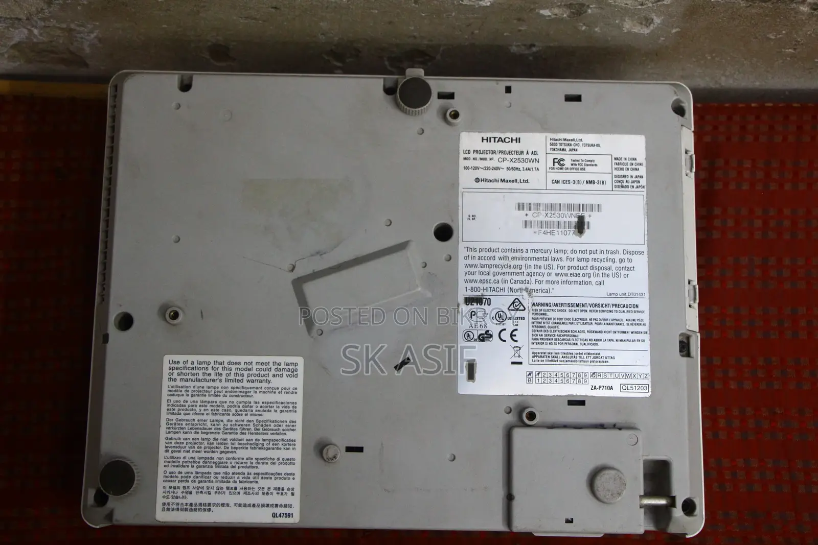 Hitachi CP-X2530WN Model Projector for Sale.