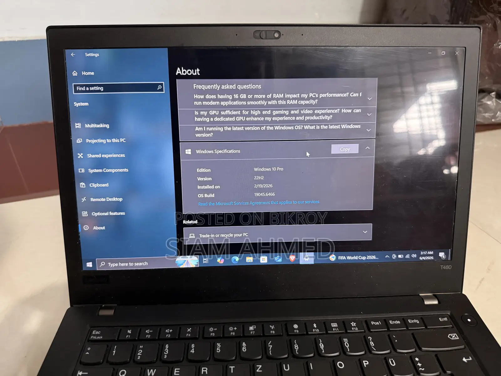 Laptop Lenovo ThinkPad T480 16GB Intel Core i5 SSD 256GB