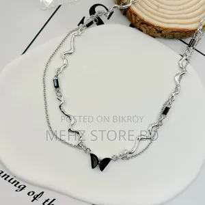 Midnight Butterfly Asymmetric Liquid Metal Choker Necklace