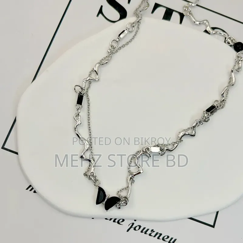 Midnight Butterfly Asymmetric Liquid Metal Choker Necklace