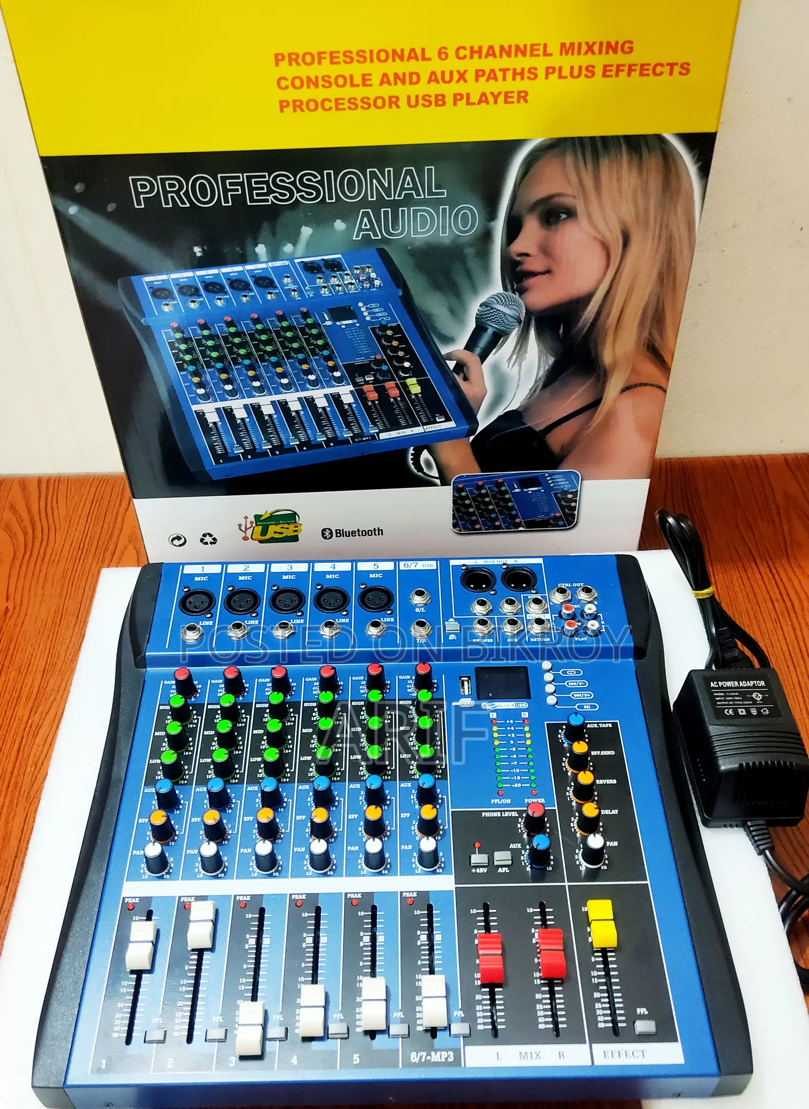 6-Channel Professional Usb Mixer (Bluetooth, Usb Display)
