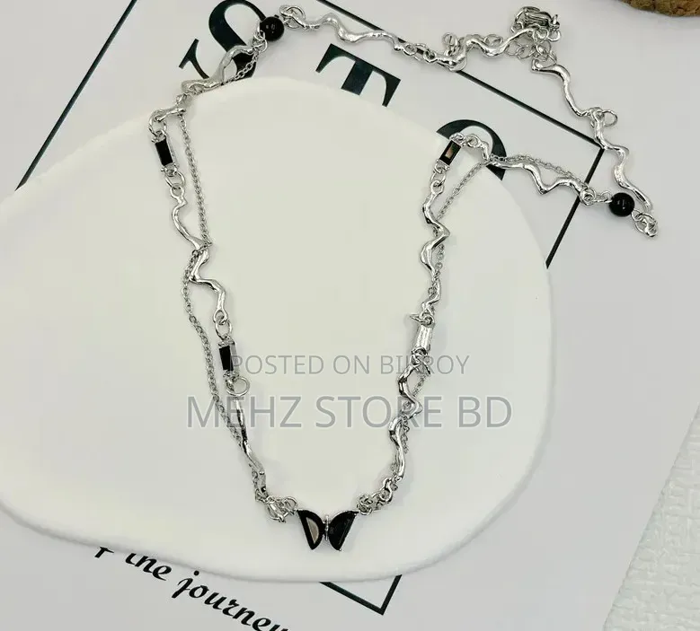 Midnight Butterfly Asymmetric Liquid Metal Choker Necklace