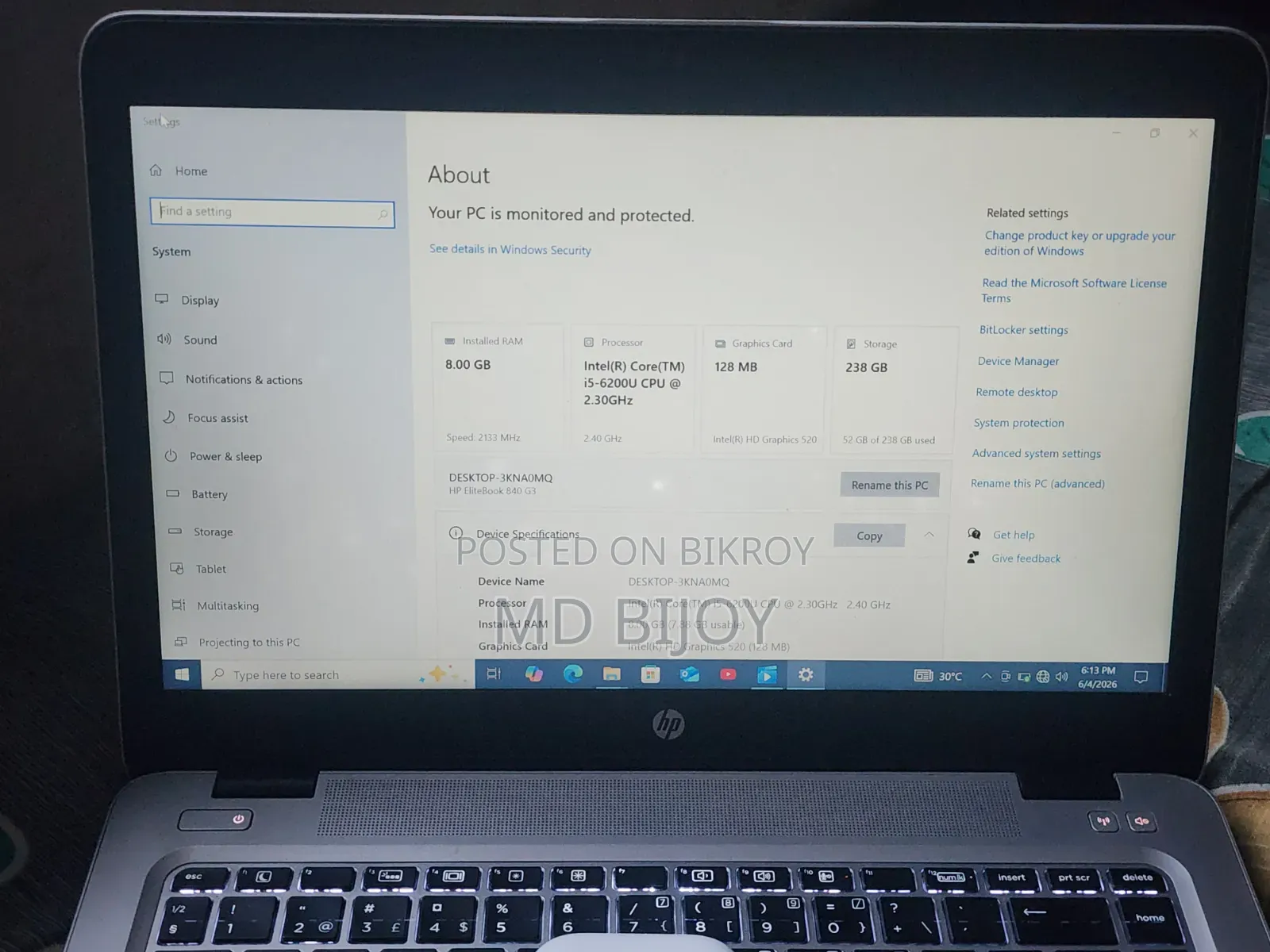 Laptop HP EliteBook 840 G3 8GB Intel Core i5 SSD 256GB