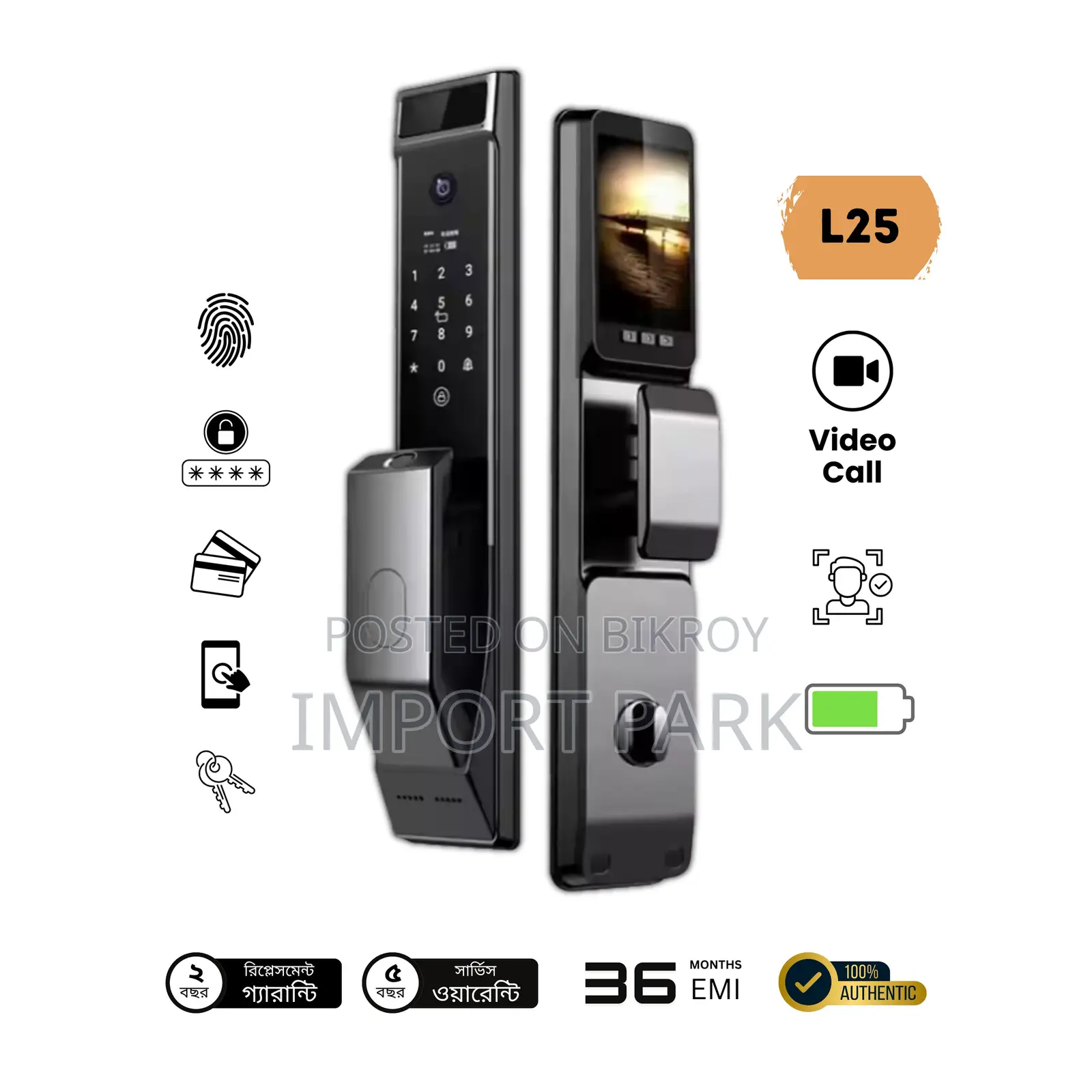 L25 Wifi Smart Door Lock With Hd Peephole Camera Biometric Access