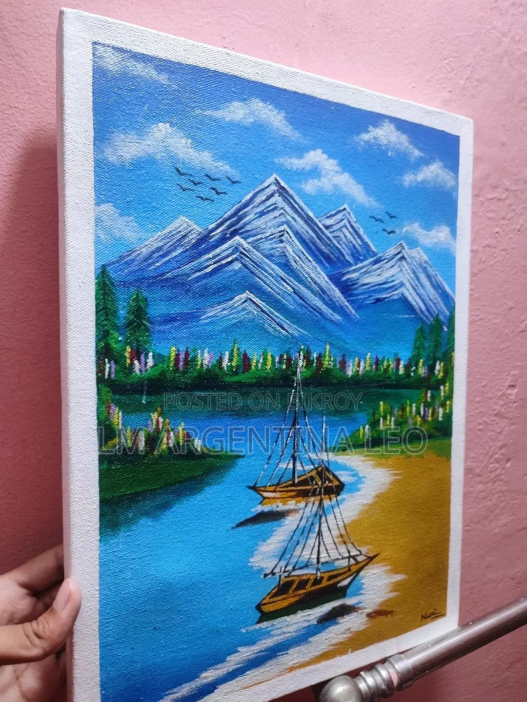 Acrylic Painting Boat Canvas