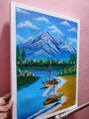 Acrylic Painting Boat Canvas