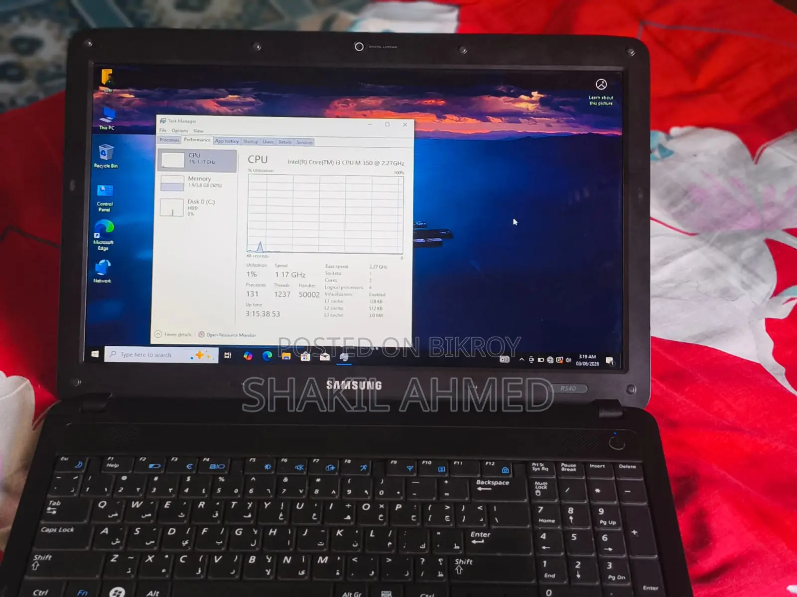 Laptop Samsung NP-R700 4GB Intel Core I3 HDD 320GB