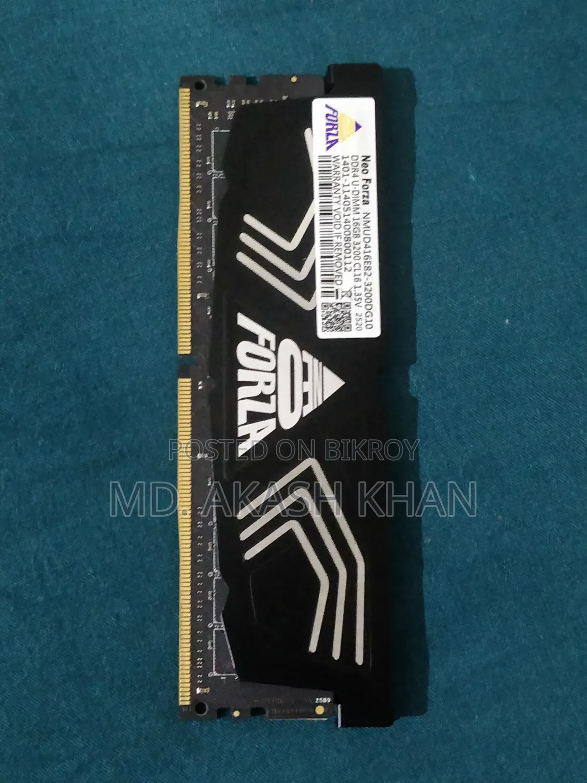 Neo Forza 16GB DDR4 3200MHz Black Heatsink Desktop RAM