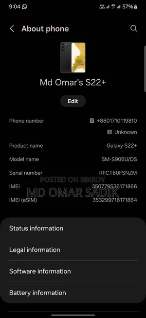 Samsung Galaxy S22+ 5G 256 GB Black