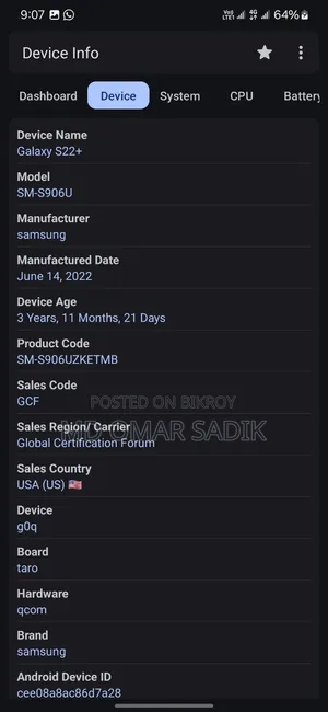 Samsung Galaxy S22+ 5G 256 GB Black