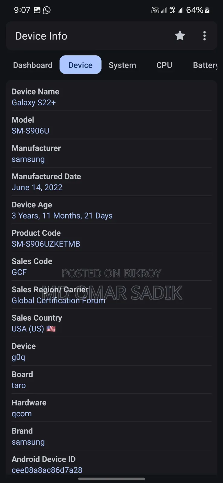 Samsung Galaxy S22+ 5G 256 GB Black