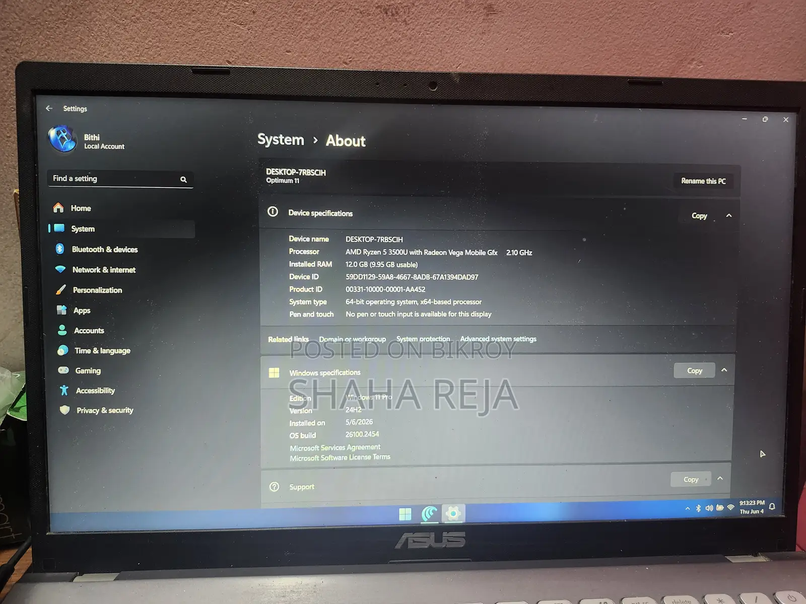 Laptop Asus 12GB AMD Ryzen 5 SSD 256GB
