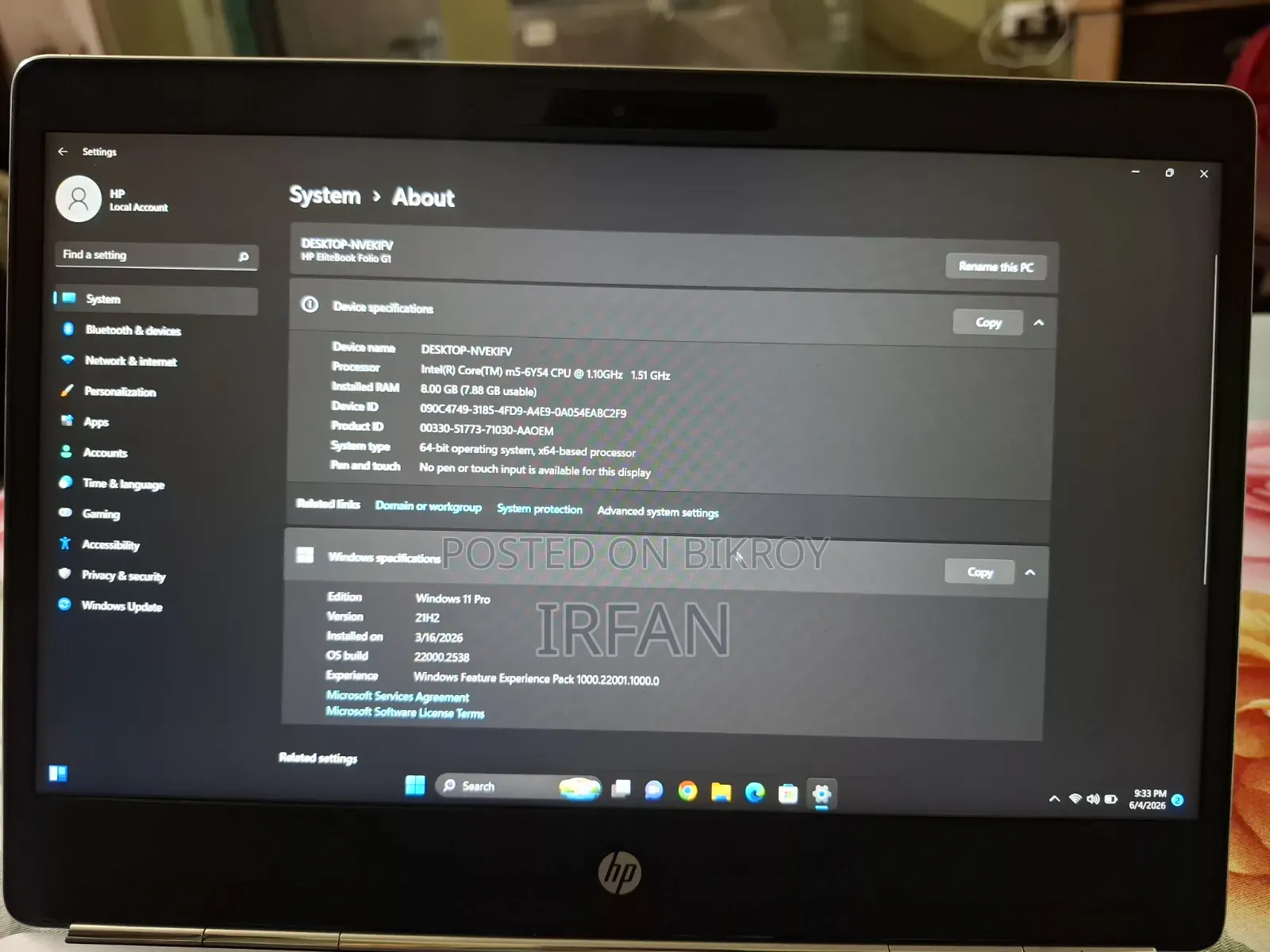 New Laptop HP EliteBook 840 G8 8GB Intel Core Ultra 5 eMMC 256GB