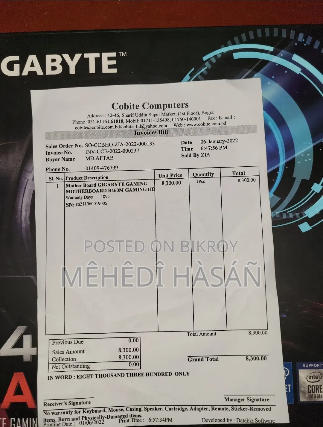 Intel I5 10400 and Gigabyte B460m Gaming Hd