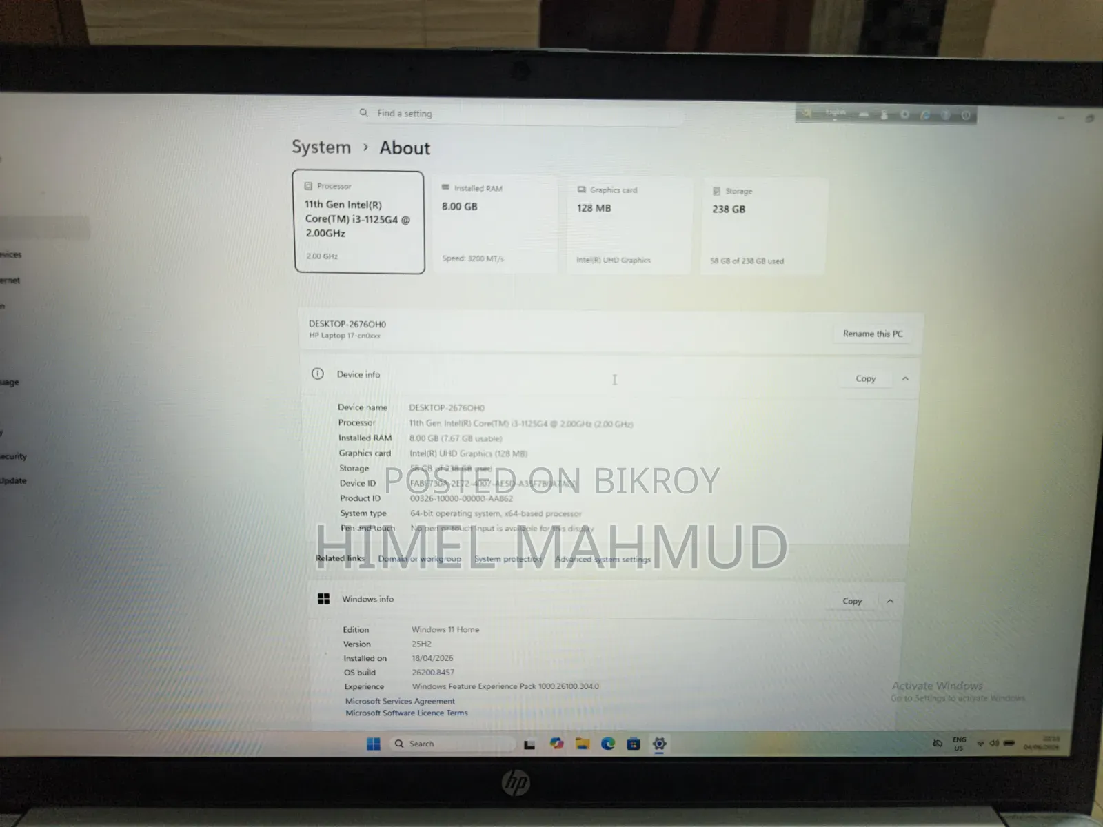 New Laptop HP 8GB Intel Core I3 SSD 256GB