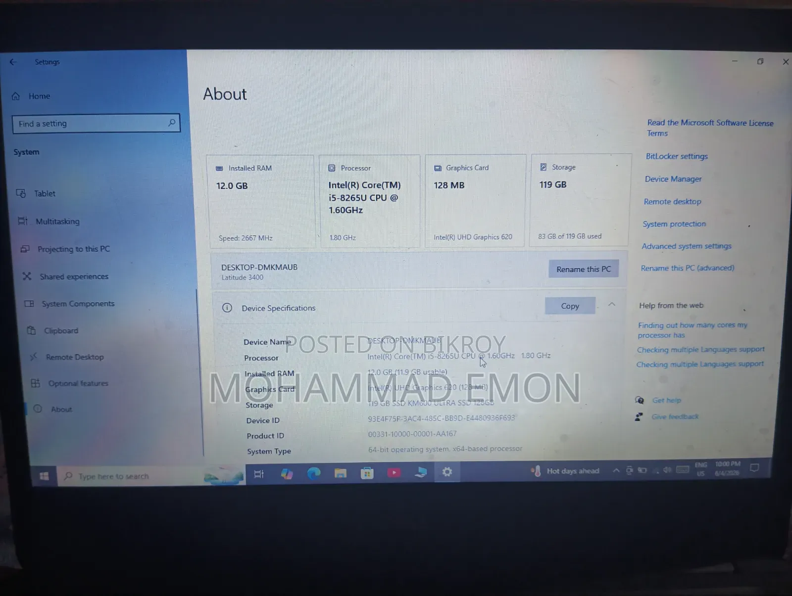Laptop Dell Latitude 7490 12GB Intel Core i5 SSD 128GB