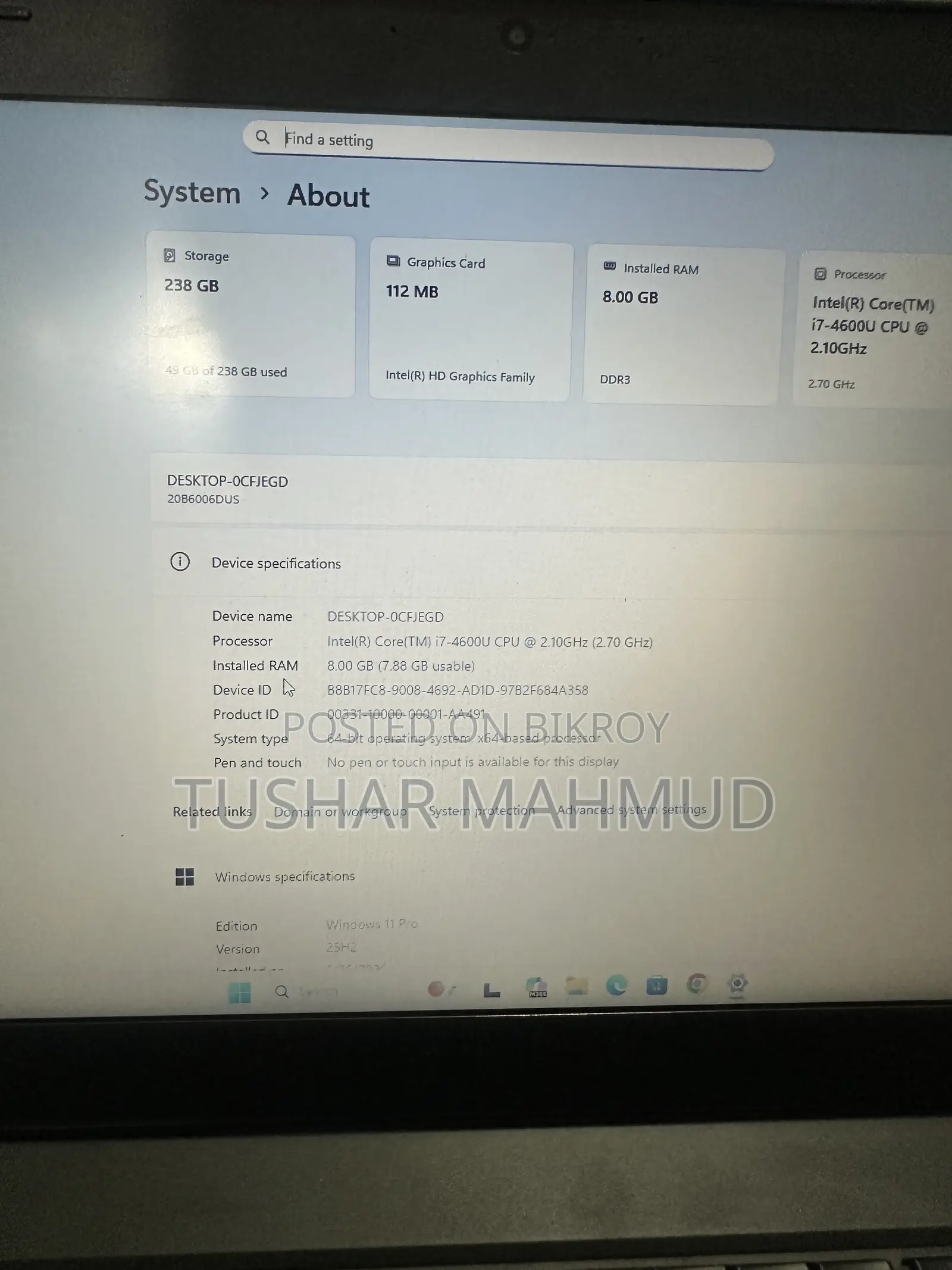 Laptop Lenovo ThinkPad T440 8GB Intel Core I7 SSD 256GB