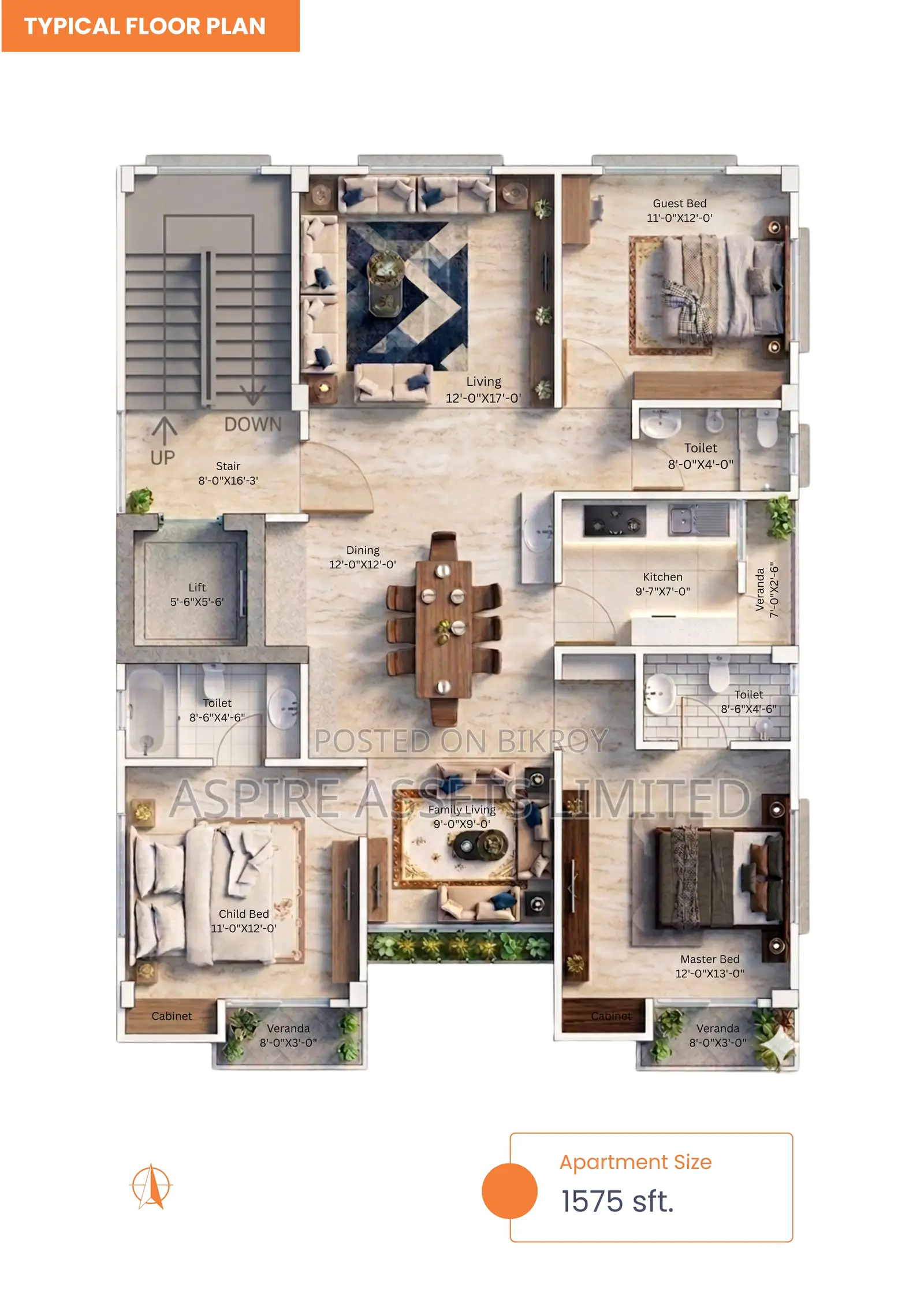 3-Bedroom Apartment in Bashundhara for Sale